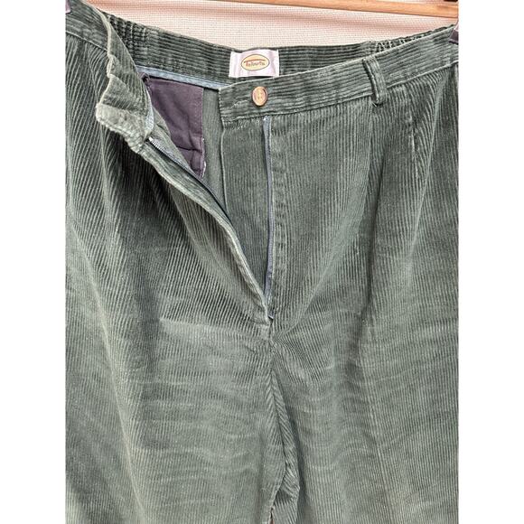 Talbots Women’s Corduroy Pants Sz 16 Green Pleated Front Tapered Legs - Picture 5 of 11